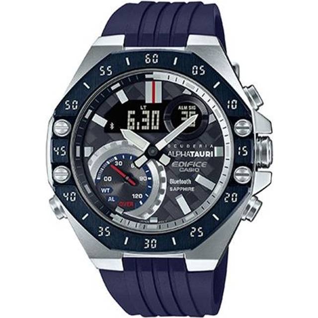 CASIO EDIFICE Limited Edition Solar Powered Sapphire Crystal Mens Blue Analog/Digital Combo ECB-10AT-1A - Free