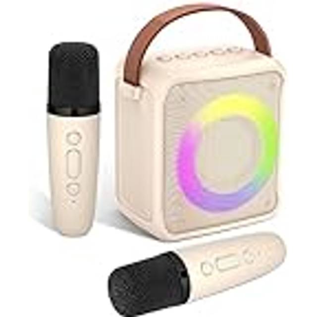 Karaoke Toys for Kids & Adults with 2 Microphones, Portable Karaoke Machine with LED Light and Voice Changing Effects, Gifts for Age 3-18 Kids Boys