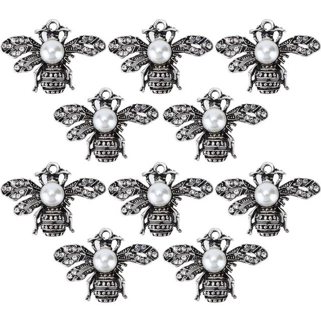 10pcs Brooch Pins Honey Bee Shapes Multipurpose Decorative Pearl Pins for Clothes Shoes Bags Hair 3.5*4.7cm