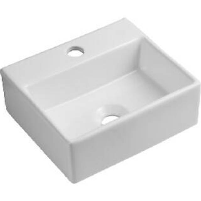 Bathroom wash sink basin small cloakroom wall hung square white 340 x 300mm