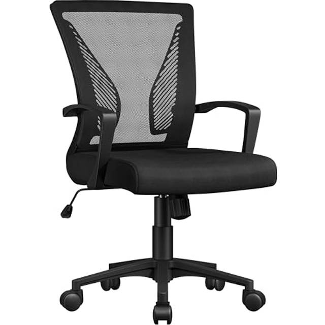 Yaheetech Kontorsstol skrivbordsstol ergonomisk snurrstol chefsfåtölj höjdjusterbar sportstol nät stol