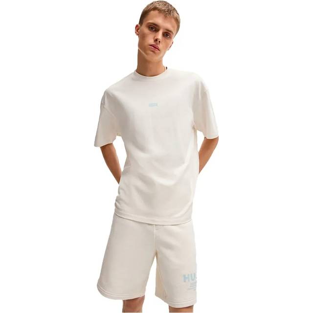HUGO Cotton Regular Fit Short Sleeve Logo T-Shirt, Open White