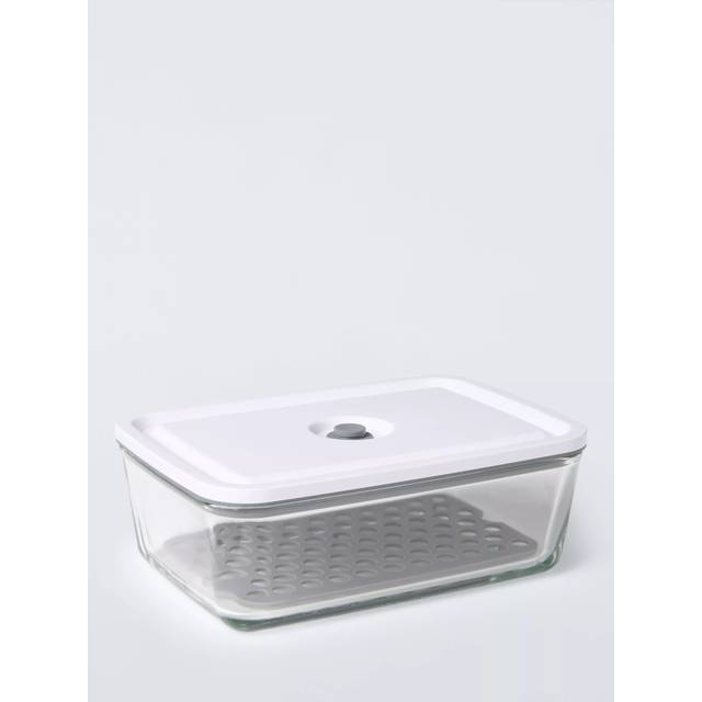 John Lewis Vacuum Seal Glass Storage Container, 1.5L, Grey/Clear