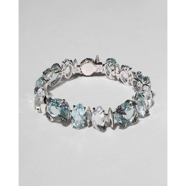 Alexis Bittar Archive Fine Sterling Silver With Blue Topaz And Aquamarine Line Bracelet in Blue/Silver | Statement Jewelry from Alexis Bittar (One Size)