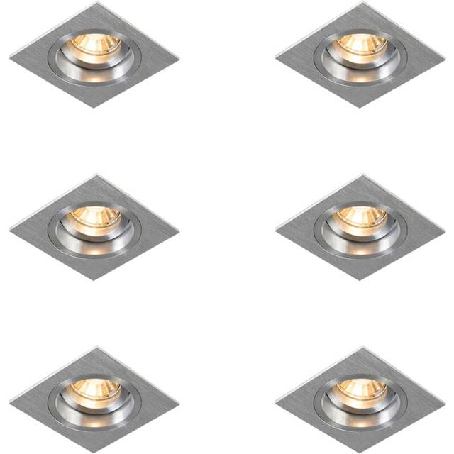 Set med 6 infällda spotlights fyrkantig aluminium justerbar - Chuck