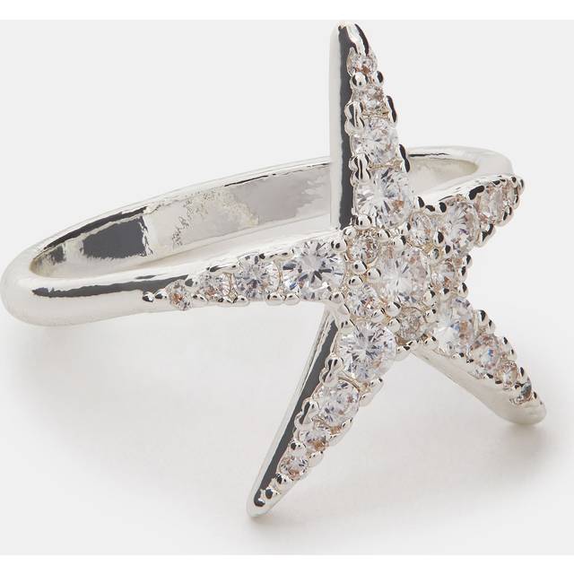 Sterling Silver-plated Starfish Ring Silver, Size: xs - Accessorize