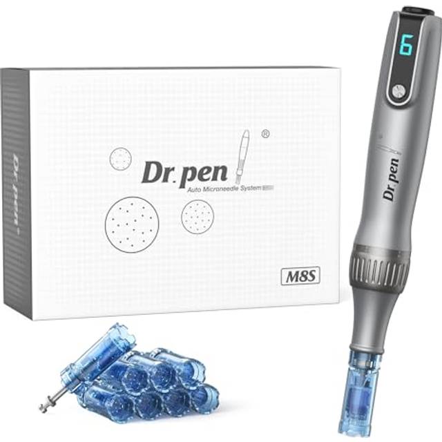 Dr. Pen M8S Microneedling Pen, Original Dr. Pen Updated M8S Wireless Microneedling Machine Professional Microneedle Pen Kit for Face Body Hair Beard Growth Gift Women - 8 Cartridges