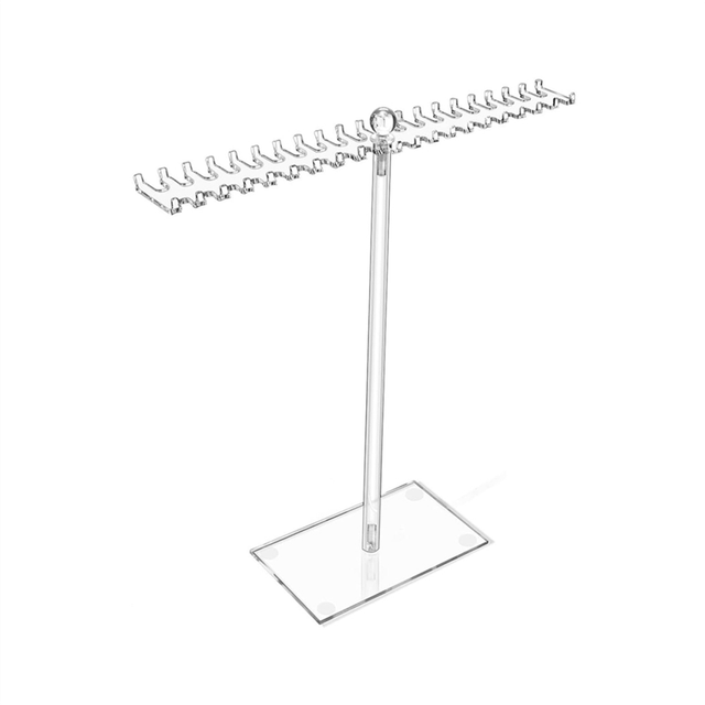 Acrylic Necklace Organizer, Clear Holder Stand, Jewelry Organizer Display Hanger Rack with Bilateral Hooks
