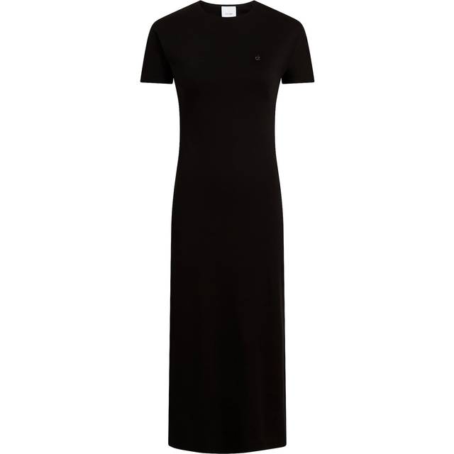 Calvin Klein T-Shirt Midi Dress - Black, Black, Size Xl = Uk 14, Women - XL = UK 14