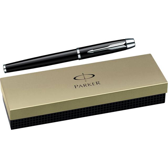 Parker S0856350 IM Chrome Trim Rollerball Pen with Fine Nib  Gift Boxed - Black Chrome Trim