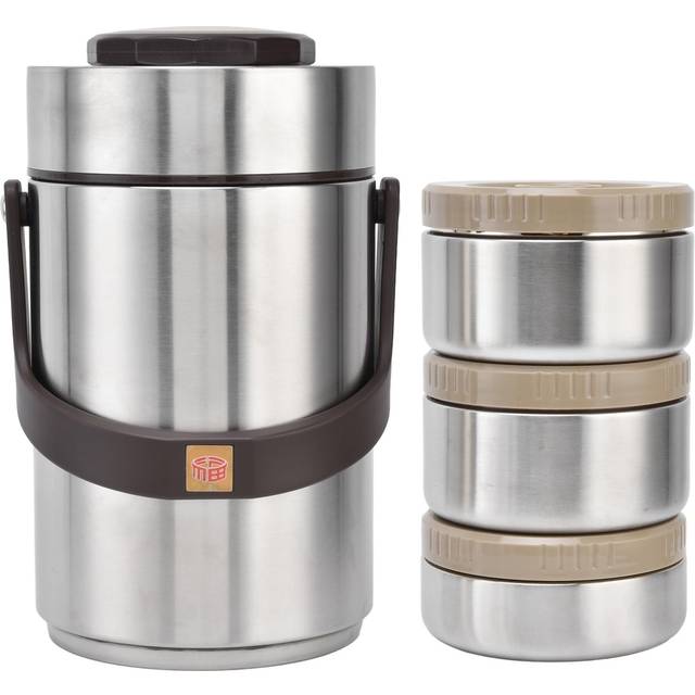 304 Stainless Steel 2.3L Large Capacity Vacuum Insulation Bento Lunch Box 3 Layers Food Container L