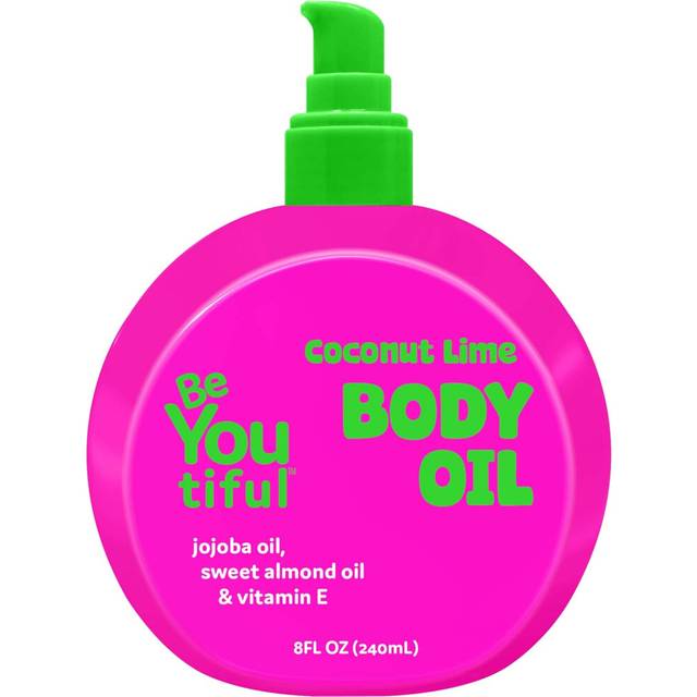 BeYoutiful Coconut Lime Body Oil for Kids  Teens Hydrating Glow Oil for All Day Moisture with Jojoba  Sweet Almond Soft Smooth Skin 8 oz