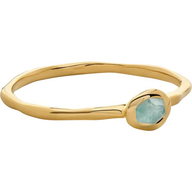 Monica Vinader Odyssey Gemstone Stacking Ring, Aquamarine/Gold