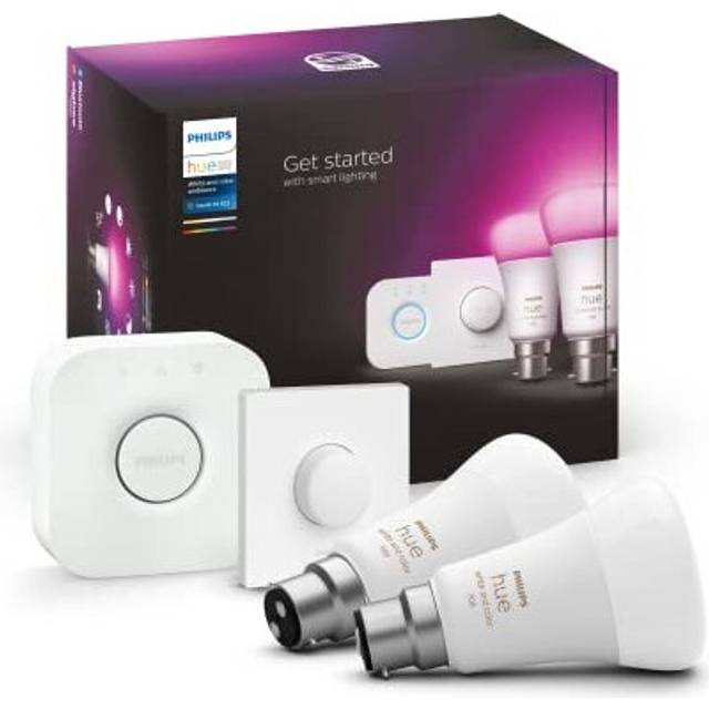 Philips Hue White & Colour Ambiance Smart Bulb Twin Pack LED [B22 Bayonet Cap] - 1100 Lumens (75W equivalent). Works with Alexa, Google Assistant and