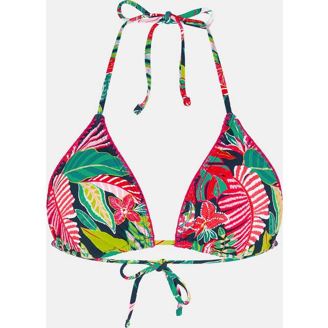 Tropical Print Triangle Bikini Top Black, Size: 14 - Accessorize