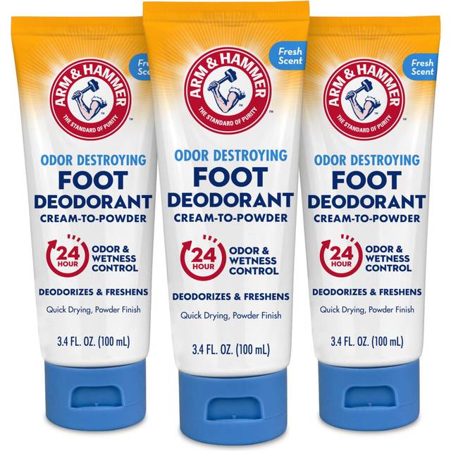 Arm & Hammer Cream to Powder Foot Deodorant  24 Hour Protection Odor & Wetness Protection  Apply as Cream Dries to Powder (3 Pack)
