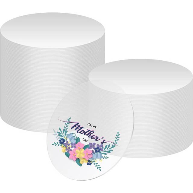50 Pcs Clear Acrylic Sheets, 4Inch Round Acrylic Disc, 0.1Cm Thick Round Clear Acrylic Sheet Clear Round Acrylic Sheet