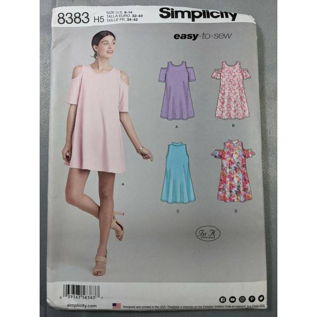Simplicity US8383H5 Easy Vintage Womens Knit Trapeze Dress Sewing Patterns by in K Designs  68101214