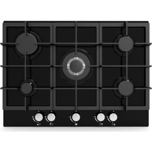 Cata UBGOG701BK 70cm Black Glass 5 Burner Nat Gas Hob
