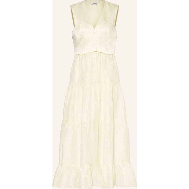 Tiered Dress - LIGHT YELLOW - Evelyne and Didier Chetrite founded Sandro in 1984, setting up shop in Paris. The brand's design aesthetic is inspired by Evelyne's childhood in Morocco and classic Parisian chic style, resulting in collections filled with flowing silhouettes, feminine details and vibrant hues and prints. Offering an array of wardrobe staples, occasionwear and accessories, there is something for everyone