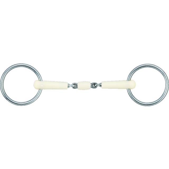 2 ring horse bit with seal Soyo Happy Mouth Bradoon - Argenté