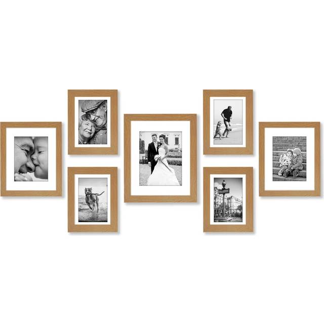 Americanflat Set of 7 Picture Frames with Shatter-Resistant Glass - Gallery Wall Frame Set with One 11x14, Two 10x8, and Four 7x5 Photo Frames for