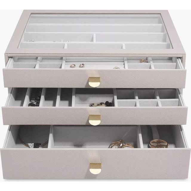 Stackers Supersize Glass Lid 3 Drawer Jewellery Box