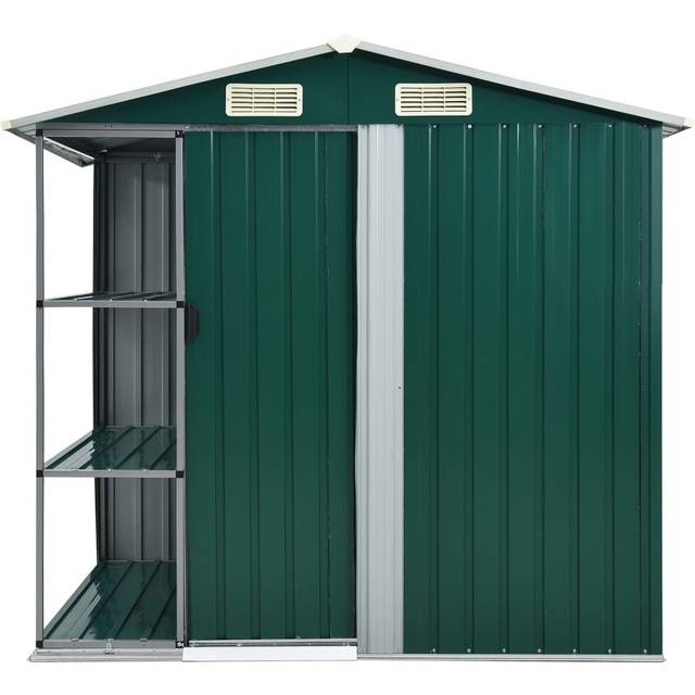 WFX Utility Garden Shed with Rack 205x130x183 cm Iron Green 205cm W X 130cm D X 183cm H