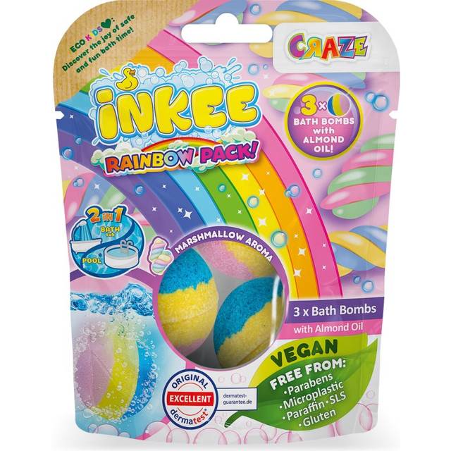 Craze INKEE Rainbow Multipack Mousserande badbomber Med mandelolja 3 st.