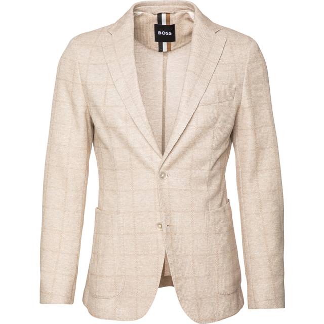 BOSS BLACK Hanry Checked Jersey Patch Pocket Blazer Open White