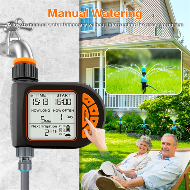 New LCD Display Water Timer Waterproof IP65 Home Garden Irrigation Rainfall Automatic Controller System
