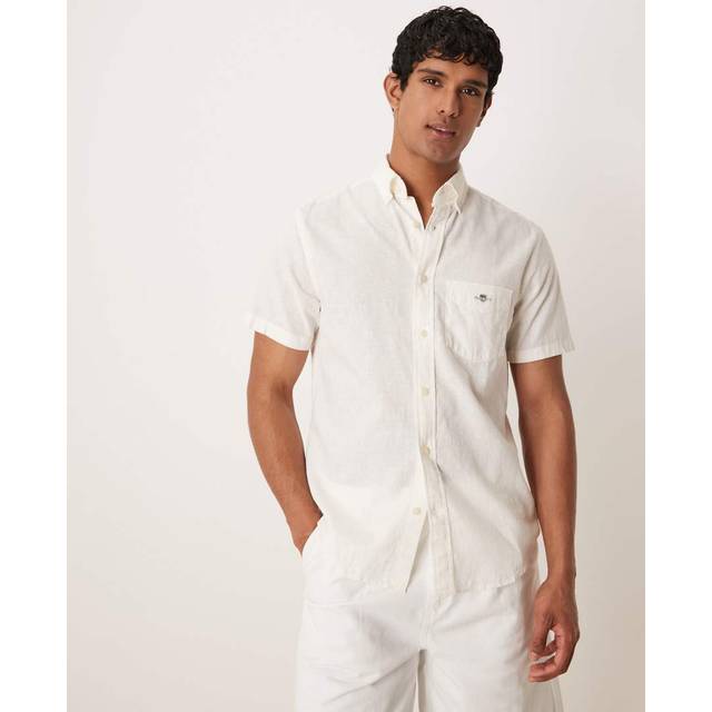 GANT Reg Cotton Linen Ss Shirt |Vit |XL