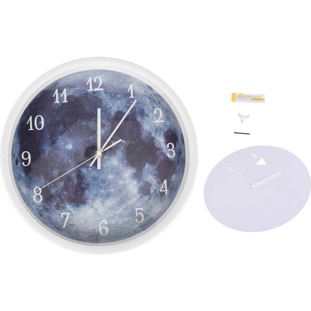 12 Inch Night Light Wall Clock Luminous Moon Style Wall Clock for Living Room Bedroom Office