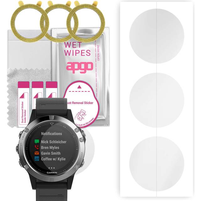 3x apgo Hydrogel Screen Protector for Garmin Fenix 5, Hydrogel Film, with positioning layer easy installation
