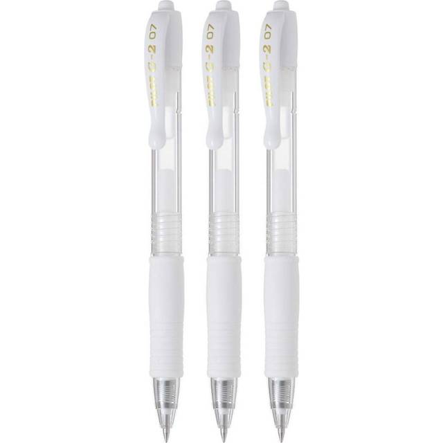 Pilot G2 Retractable Pastel Gel Ink Rollerball Pens  Fine Point 0.7mm  White  3 Count