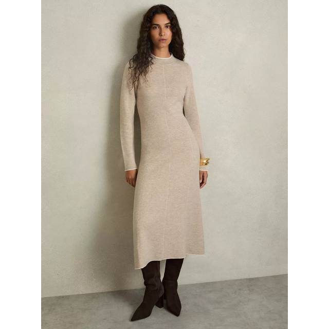 Reiss Mila Wool Blend Jumper Dress, Neutral