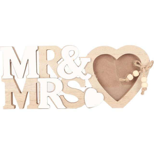 Wooden Picture Frame Heart Shaped MR MRS Waterproof Antiwear Romantic Desk Photo Frame for
