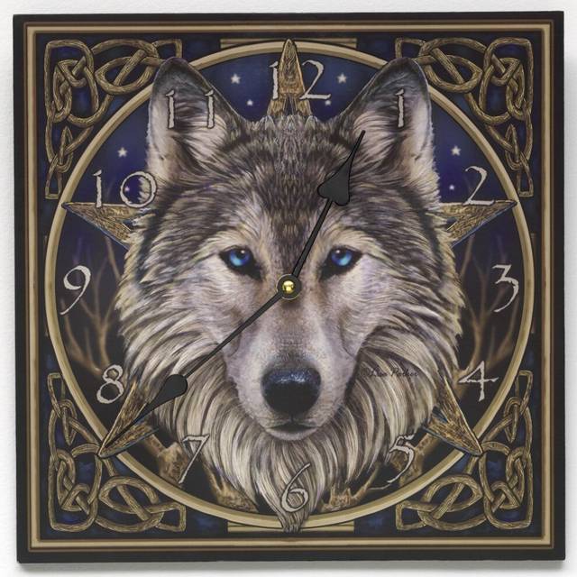 Bits and Pieces - 12 Inch Tall Wolf Head Wall Clock - Decorative Home D?cor