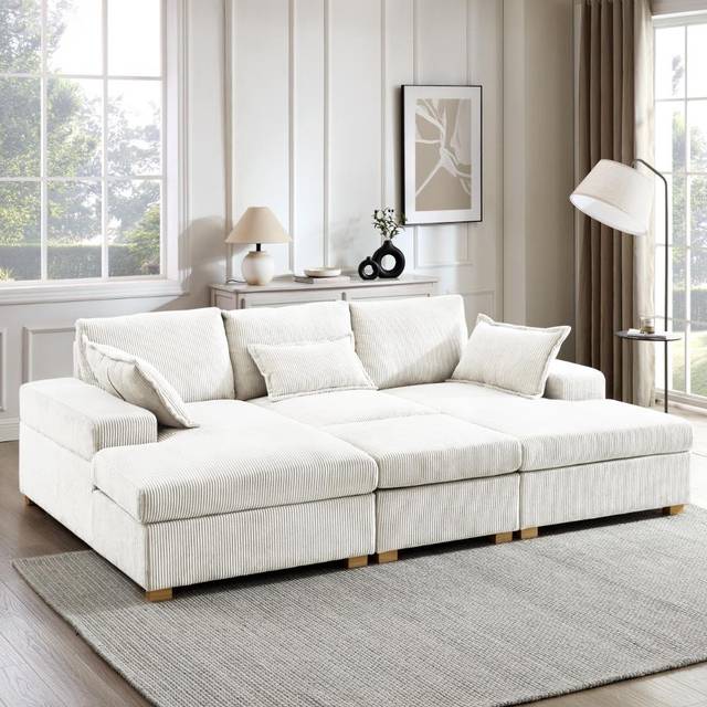 Bertle 2 - Piece Upholstered Corner Sectional - Cream (82cm H X 251cm W X 160cm D)