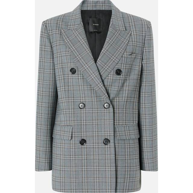 Pinko, Blazer croisé à carreaux, Gris foncé/gris, 44