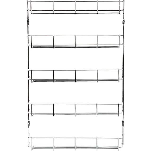 5 Tier Spice Rack For Kitchen Door Cupboard or Wall - Silver - One Size