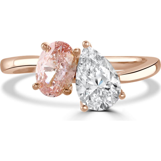 18ct rose gold 'Toi et Moi' laboratory grown diamond 1.8ct ring in pink and white - Y