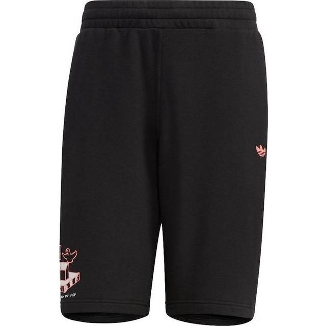 adidas Pink Logo Printing Elastic Waistband Sports Shorts Black - Default Color