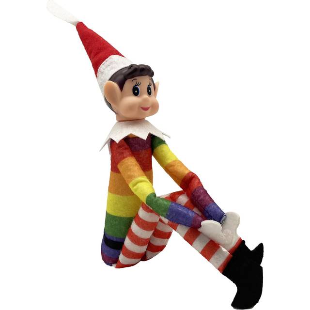 Rainbow Elf Decoration Cute Cloth Long Legs Sitting Holiday Shelf Elf Figurine for Desk
