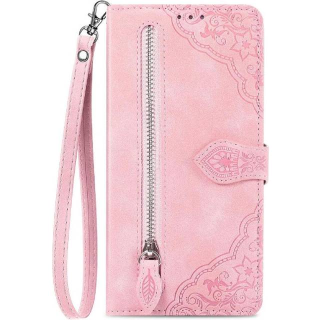 (Pink) Case for Oneplus 13 Flip Zipper Style Multi-color Multi-card Slot Business Wallet