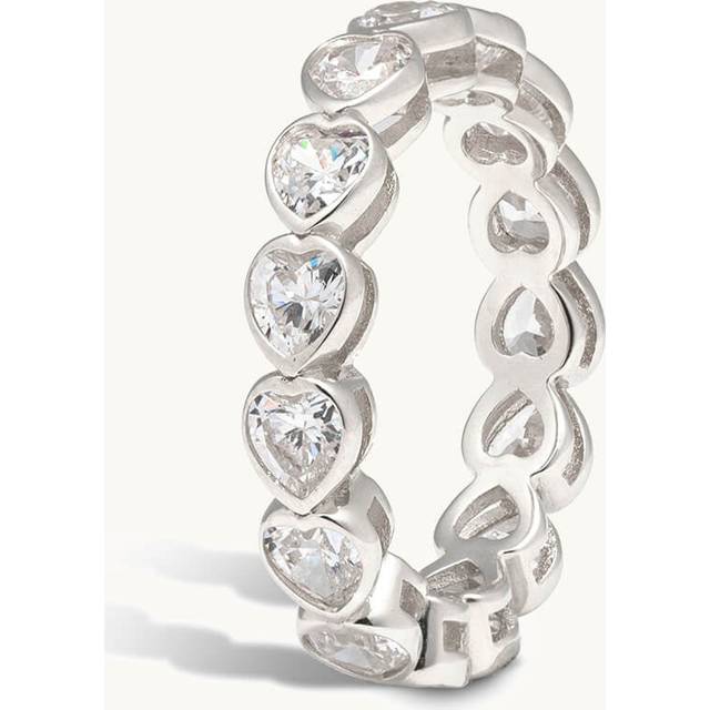 CZ Heart Eternity Band Ring (Silver)