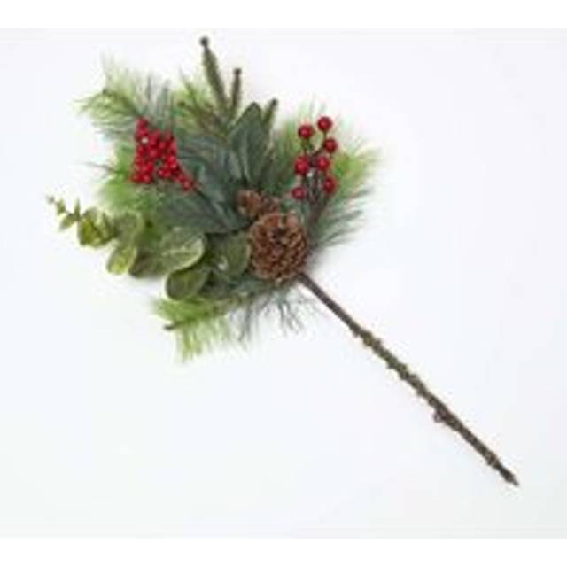 Homescapes Artificial Winter Woodland and Eucalyptus Single Stem Bouquet - Green