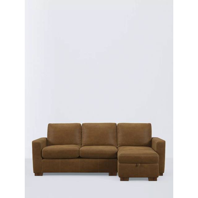 John Lewis Oliver II RHF Chaise End Leather Sofa, Dark Leg