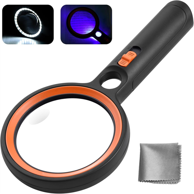 Handheld Magnifier with Reading Light, 1 UV Light 2 Modes