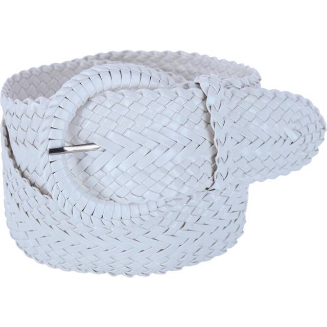 CTM Women's Braided Wide Belt with Matching Buckle - White Xlarge (Xlarge)